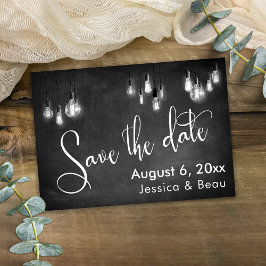 Krijtbord Edison Lights, Sla het Datumscript op Save The Date