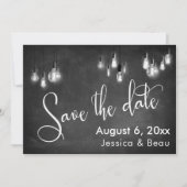Krijtbord Edison Lights, Sla het Datumscript op Save The Date (Voorkant)