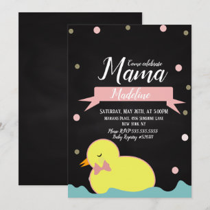 Krijtbord Eend Aquatisch Nep Goud Baby Shower Kaart