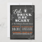 Krijtbord Eet Drink en Wees eng Halloween Party Kaart (Voorkant)
