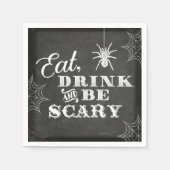 Krijtbord Eet Drink en Wees eng Halloween Party Servet (Voorkant)