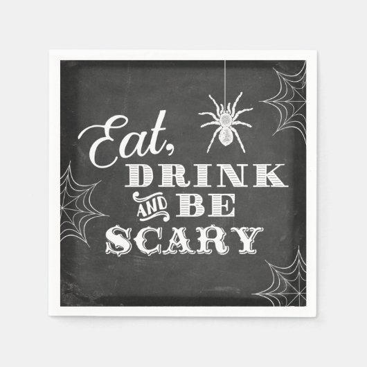 Krijtbord Eet Drink en Wees eng Halloween Party Servet (Voorkant)