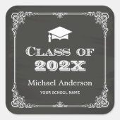 Krijtbord Elegant Lijst Afstuderen Favor Vierkante Sticker (Voorkant)