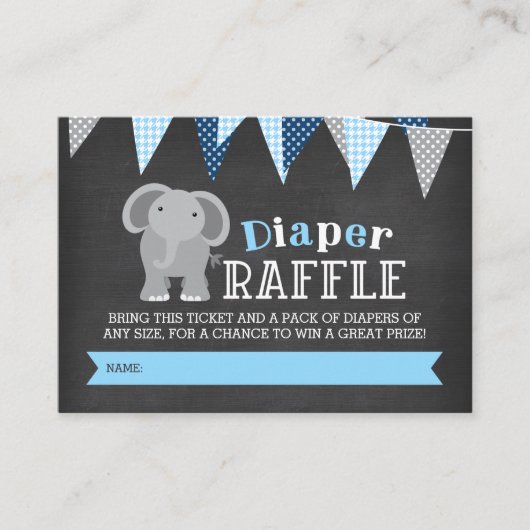 Krijtbord Elephant Boy Luier Raffle Ticket Informatiekaartje (Voorkant)