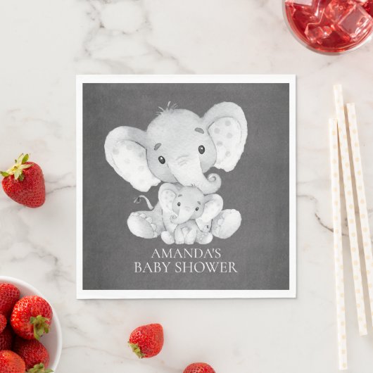 Krijtbord Elephant Boys Baby shower Papieren serve Servetten (Insitu)