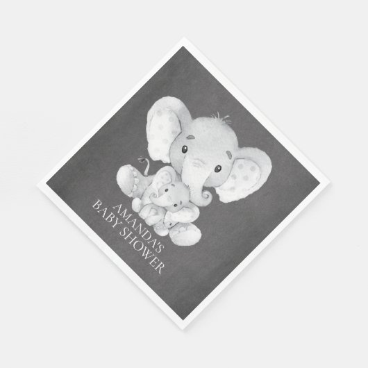 Krijtbord Elephant Boys Baby shower Papieren serve Servetten (Hoek)