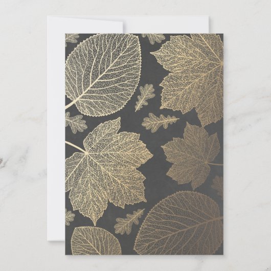 Krijtbord en Gold Leaves Herfst Engagement Party Kaart (Achterkant)