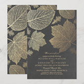 Krijtbord en Gold Leaves Herfst Engagement Party Kaart (Voorkant / Achterkant)