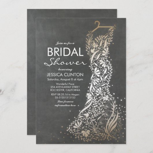 Krijtbord en Goud  Vrijgezellenfeest Kaart (Voorkant / Achterkant)