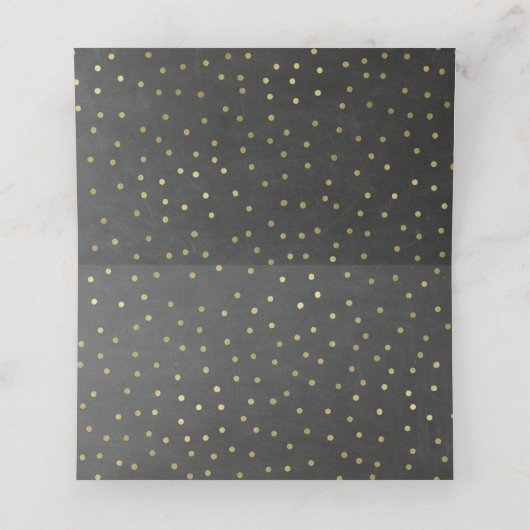 Krijtbord en gouden bruiloft gevouwen plaats kaart plaatskaartje (Binnenkant ongevouwen)