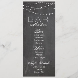 Krijtbord en slingerlampjes Bruiloftsbar Menu
