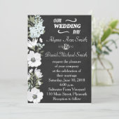 Krijtbord en witte anemoon bloemenbruiloft Invita Kaart (Staand voorkant)