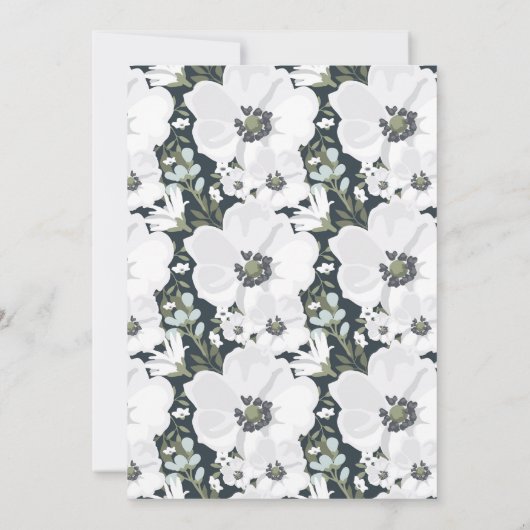 Krijtbord en witte anemoon bloemenbruiloft Invita Kaart (Achterkant)