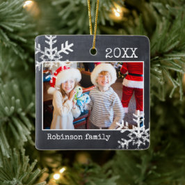 Krijtbord Familie Foto Kerstmis Keramisch Ornament