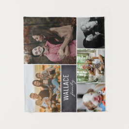 Krijtbord Familie Reünie Foto Collage Wandkleed