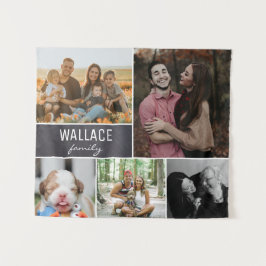 Krijtbord Familie Reünie Foto Collage Wandkleed