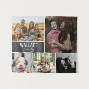 Krijtbord Familie Reünie Foto Collage Wandkleed