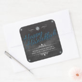 Krijtbord Faux Blue Glitter Chanoeka Vierkante Sticker (Envelop)