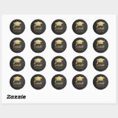 Krijtbord Faux Gold Foil Afstuderen Pet Ronde Sticker (Vel)