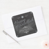 Krijtbord Faux Zilver Glitter Chanoeka Vierkante Sticker (Envelop)