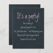 "Krijtbord"  feestuitnodiging Kaart (Voorkant / Achterkant)