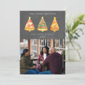 Krijtbord Foto met Joy Pizza Love Kerstmis Feestdagenkaart (Staand voorkant)