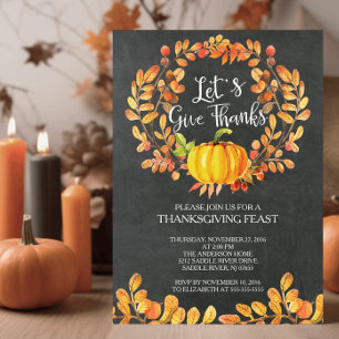 Krijtbord Geef Dank PompoenThanksgiving Diner Kaart