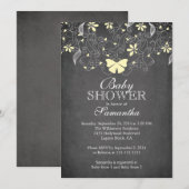 Krijtbord Geel Vlinder Neutraal Baby shower Kaart (Voorkant / Achterkant)