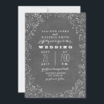 krijtbord geïnspireerd baby's adem bruiloft kaart<br><div class="desc">Een florale huwelijksuitnodiging met de adem van een borderbaby. Achtergrond is krijtbord geïnspireerd. Personaliseer de tekst.</div>