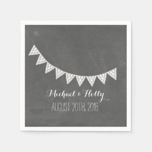 Krijtbord Geïnspireerd Eyelet Bunting Wedding Napk Servetten