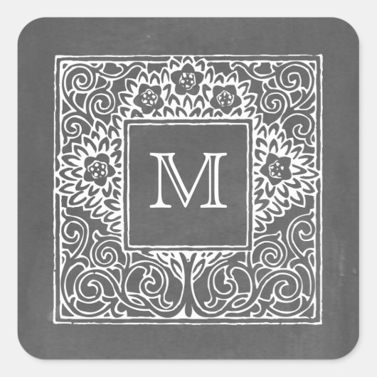 Krijtbord geïnspireerd Monogram Sticker (Voorkant)