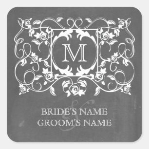 Krijtbord geïnspireerd Rozen Monogram Sticker