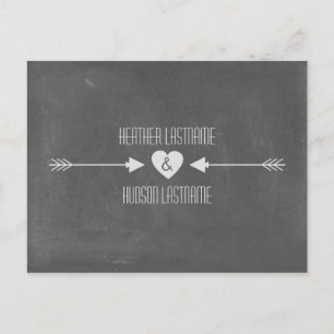 Krijtbord geïnspireerde pijlen Save the Date - Wit Aankondigingskaart