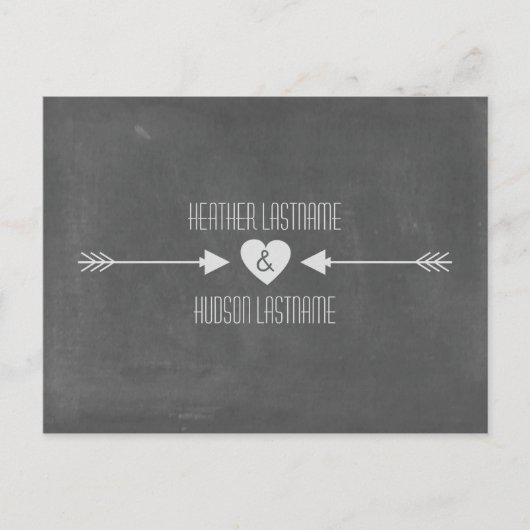 Krijtbord geïnspireerde pijlen Save the Date - Wit Aankondigingskaart (Voorkant)