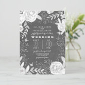 krijtbord geïnspireerde tuin bruiloft kaart (Staand voorkant)