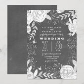 krijtbord geïnspireerde tuin bruiloft kaart (Voorkant / Achterkant)
