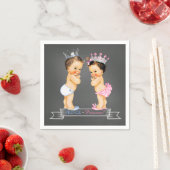 Krijtbord Gender Reveal Brunette Prince Princess Servetten (Insitu)