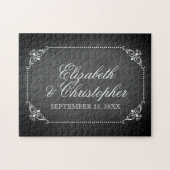 krijtbord gepersonaliseerde trouwdatum legpuzzel (Horizontaal)