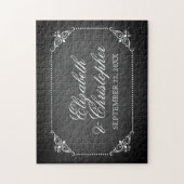 krijtbord gepersonaliseerde trouwdatum legpuzzel (Verticaal)