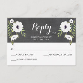 Krijtbord geschilderde anemonen - RSVP-kaart RSVP Kaartje