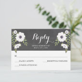 Krijtbord geschilderde anemonen - RSVP-kaart RSVP Kaartje (Staand voorkant)