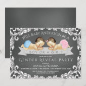 Krijtbord Geslacht Onthullen Baby Douche Uitnodigi Kaart (Voorkant / Achterkant)