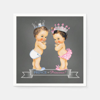 Krijtbord Geslacht Onthulling Bruine Prinses Prins Servetten