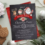 Krijtbord Gift Exchange Secret Santa Christmas Kaart<br><div class="desc">Creëer instant opwinding met deze unieke geheime kerstkerstuitnodiging voor uw kantoor-feest, cadeauuitwisseling of dinerfeest met een opvallende krijtbordachtergrond! Personaliseer de tekst om te lezen wat je wilt voor een witte olifantenjingle en meng feest als geen ander! Dit vakantie feest zal zeker een knaller zijn! Boodschap voor het coördineren van partijbenodigdheden....</div>