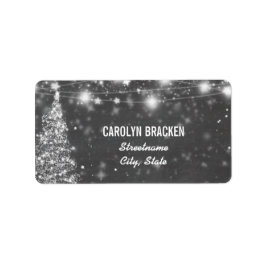  krijtbord glinsterende sterren kerstboom etiket