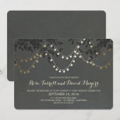 Krijtbord Gold Folie String Lights Wedding Kaart (Voorkant / Achterkant)
