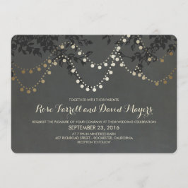 Krijtbord Gold Folie String Lights Wedding Kaart