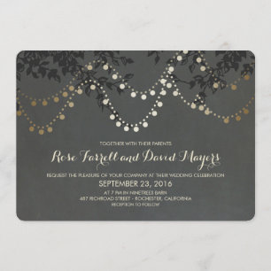 Krijtbord Gold Folie String Lights Wedding Kaart