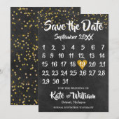 Krijtbord Goud Hart Kalender Bewaar de datum Save The Date (Voorkant / Achterkant)