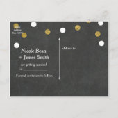 Krijtbord Goud & Wit Confetti Save the Date Aankondigingskaart (Achterkant)